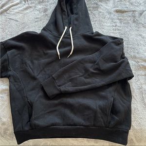 Black hoodie with white strings unisex